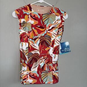 NWT Coolibar Kaylana Tank Top Woman’s XS UPF 50+ Floral Red Tropical 10642 Lined